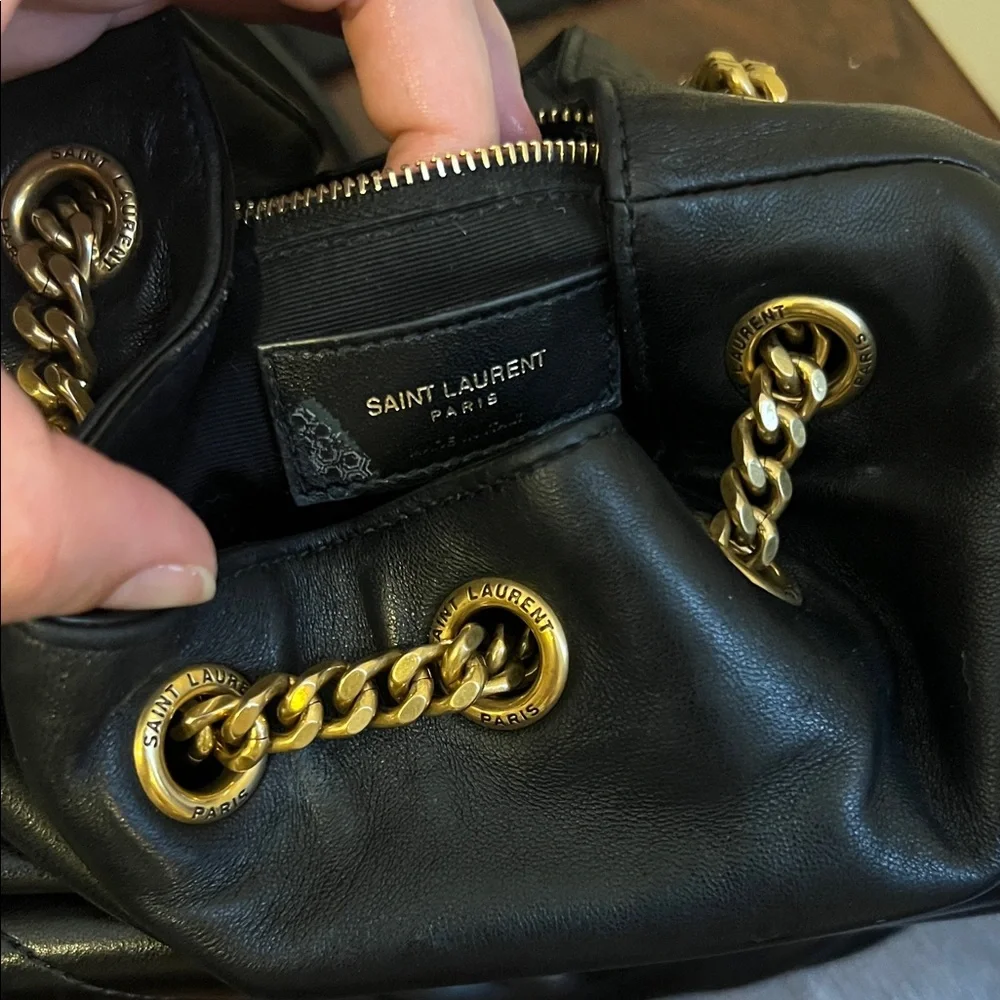 Saint Laurent Quilted Black Backpack with Gold Accents - Picture 2 of 3